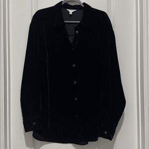 Time and Tru Women’s Black Velvet Button Down Shirt - NWT XXL 20w